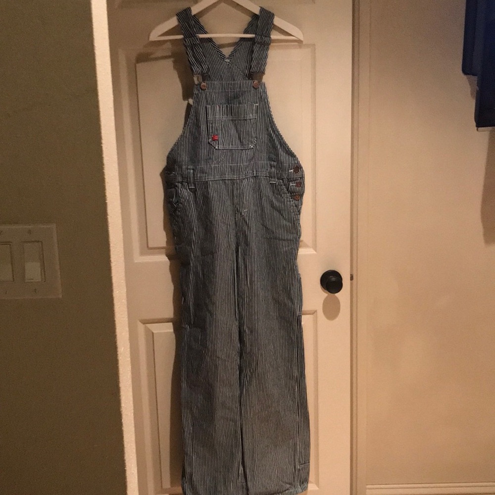 Dickies navy striped overalls